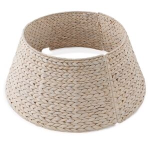 24in Hyacinth Christmas Tree Collar Woven Rattan Basket Washed White Tree Skirt